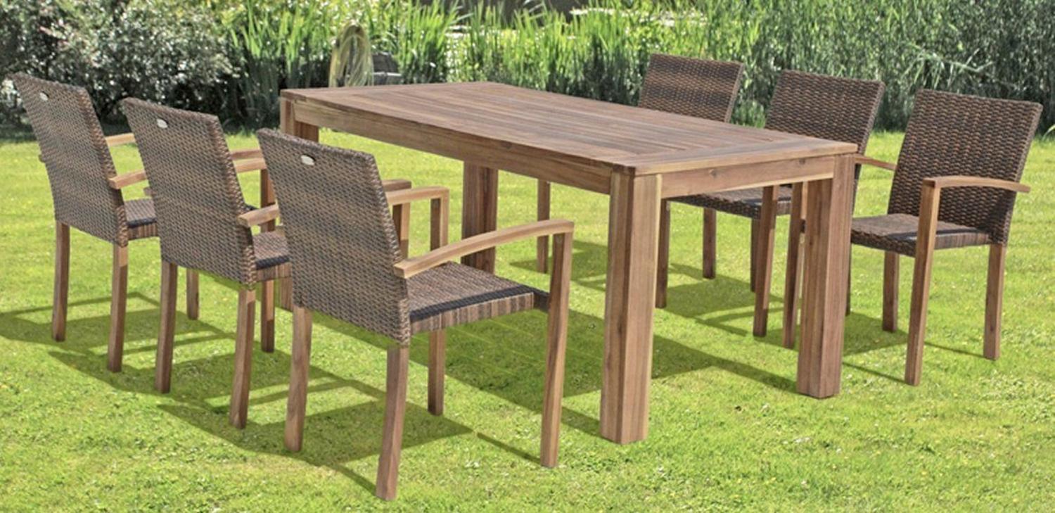 Garten-Essgruppe >Topeka< (BxHxT: 180x77x90 cm) in braun - 180x77x90 (BxHxT) Bild 1