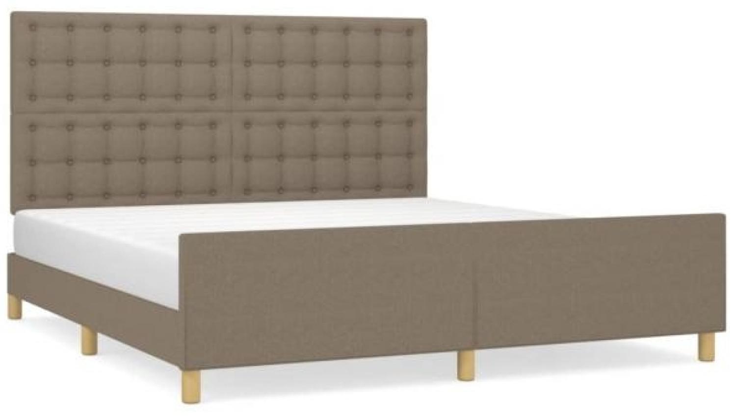 Doppelbett mit Kopfteil Stoff Taupe 180 x 200 cm Bild 1