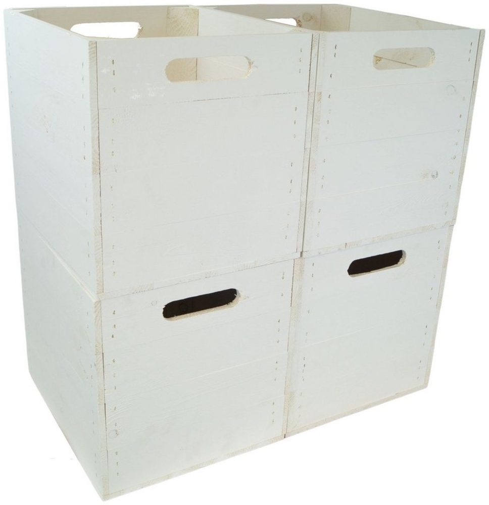 Kistenkolli Altes Land Allzweckkiste 4 Stück Regalkiste weiß passend für Ikea Kallax und Expeditregale (Spar-Set) Bild 1