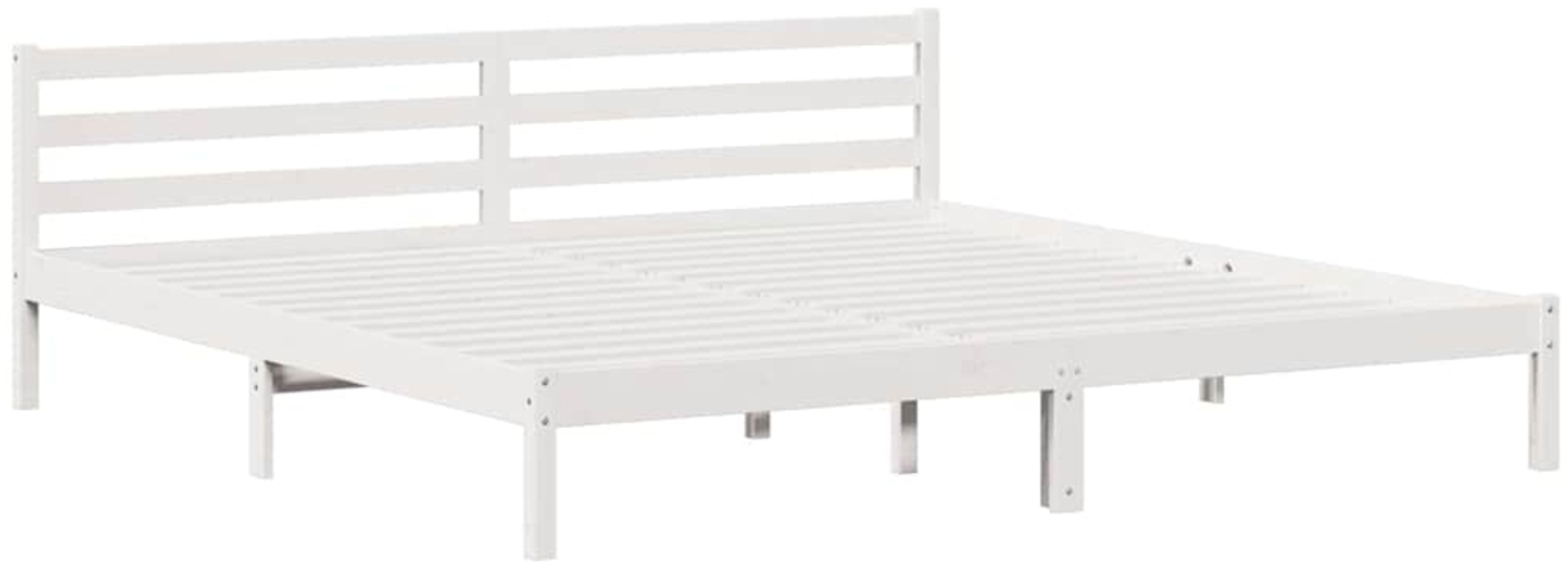 vidaXL Bettrahmen Weiß 208.6 x 157.6 x 69.4 cm Massives Kiefernholz 869773 Bild 1
