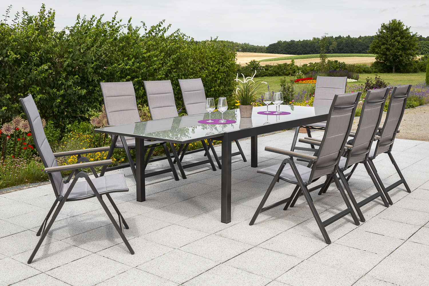 Trivero Set 9tlg, Klappsessel & Semi Ausziehtisch Bild 1