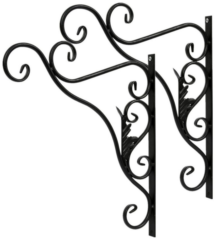 Clanmacy Wandhaken 2x Haken Blumenampel Wandhaken Wandhalterung Landhaus 35cm Blumenhaken, Töpfe, Kästen, Laternen oder Vogelfutter, (Blumenhaken, schrauben und weiße Kunststoff-Dehnungsstopfen, 2-St, Innen- & Außenbereich), Dekorativ, zierliches Muste... Bild 1
