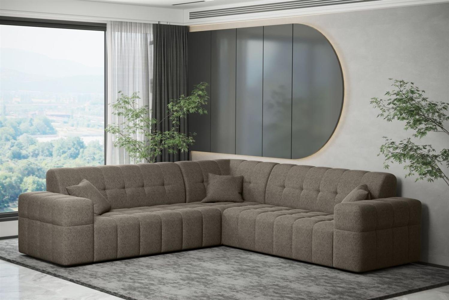 Ecksofa Designersofa NANCY in Stoff Neve Taupe Seite Universal Bild 1