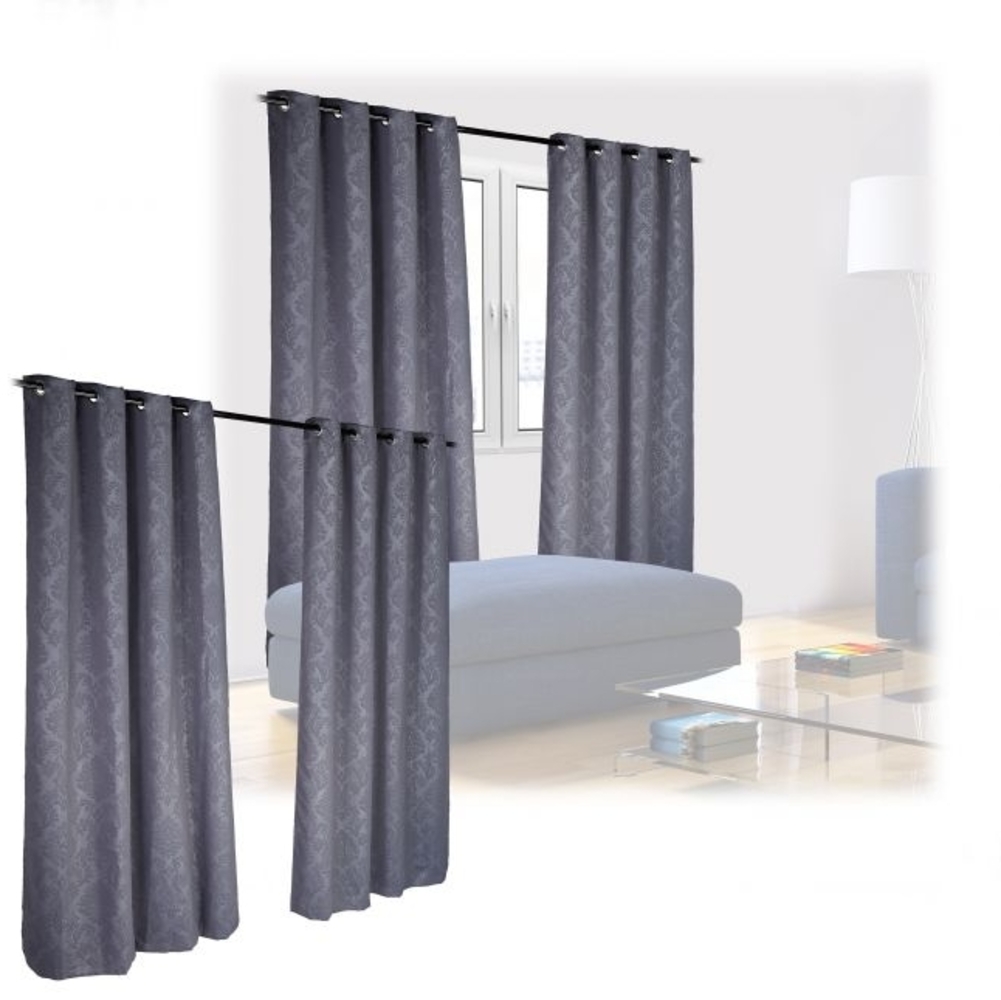 Relaxdays 4x Vorhang mit Muster, Polyester grau, 245x135 cm Bild 1