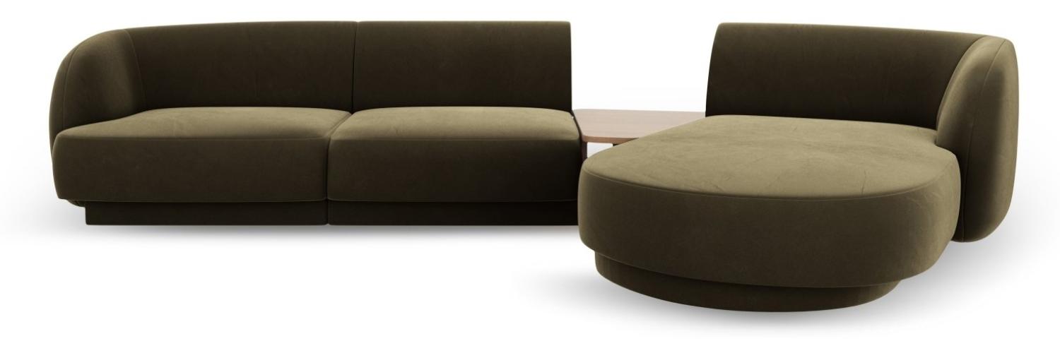 Micadoni Modulares Sofa Miley mit Recamiere 3-Sitzer Rechts Samtstoff Grün Bild 1