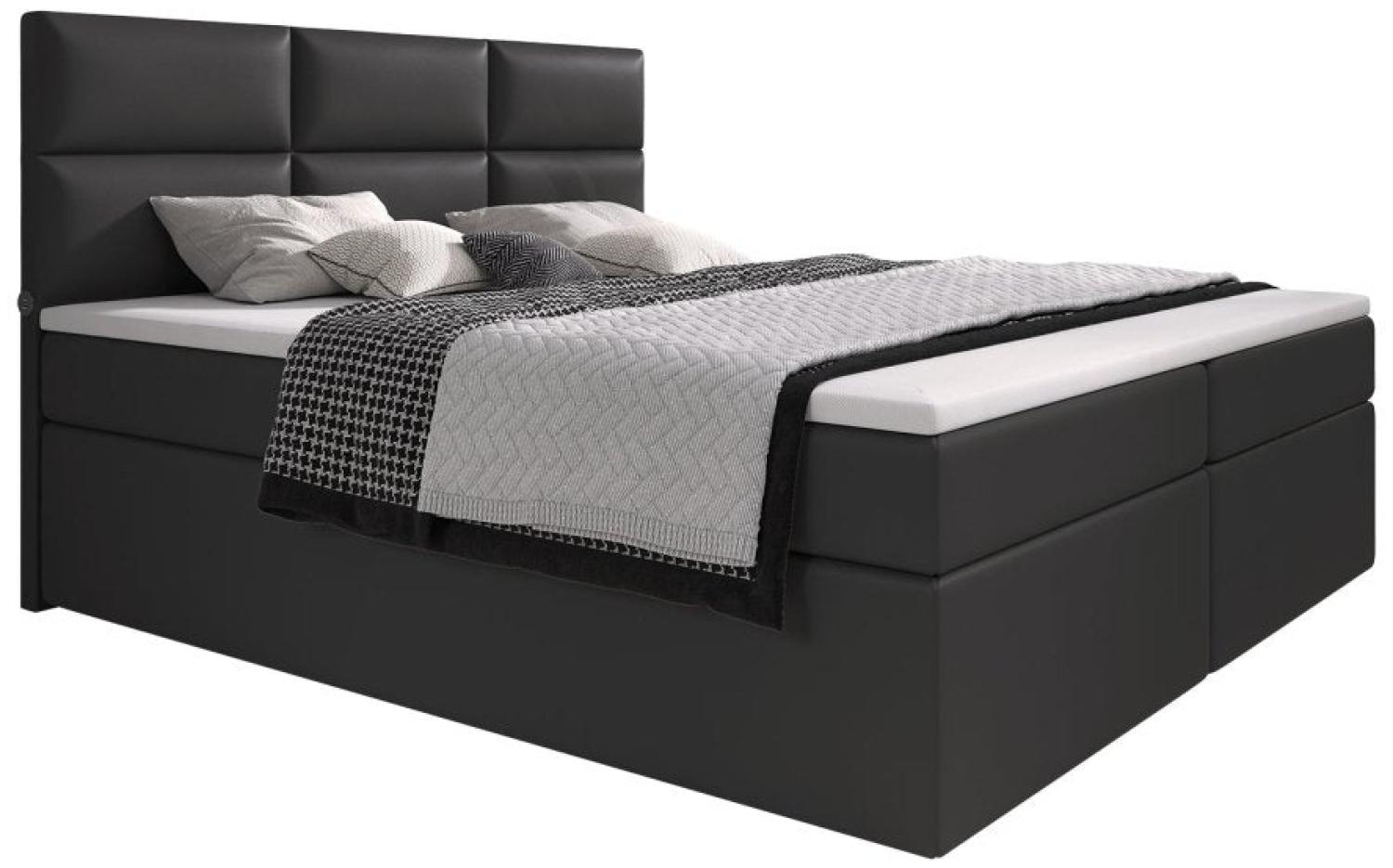 Boxspringbett Carre mit USB 180x200 H4 Schwarz Bild 1