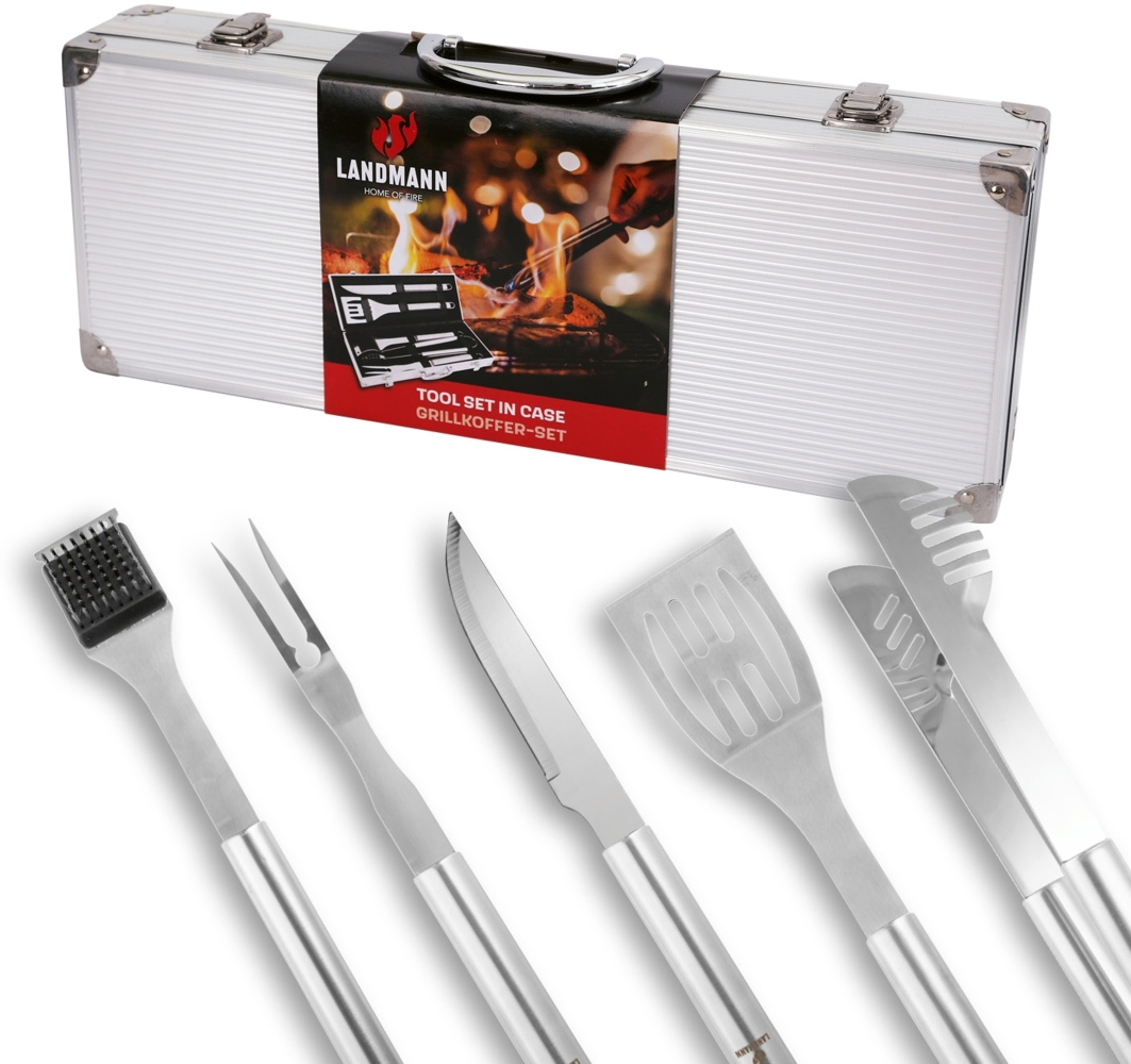 Landmann Grillkoffer-Set / Grillbesteck-Set, 6-teilig, Edelstahl silber Bild 1