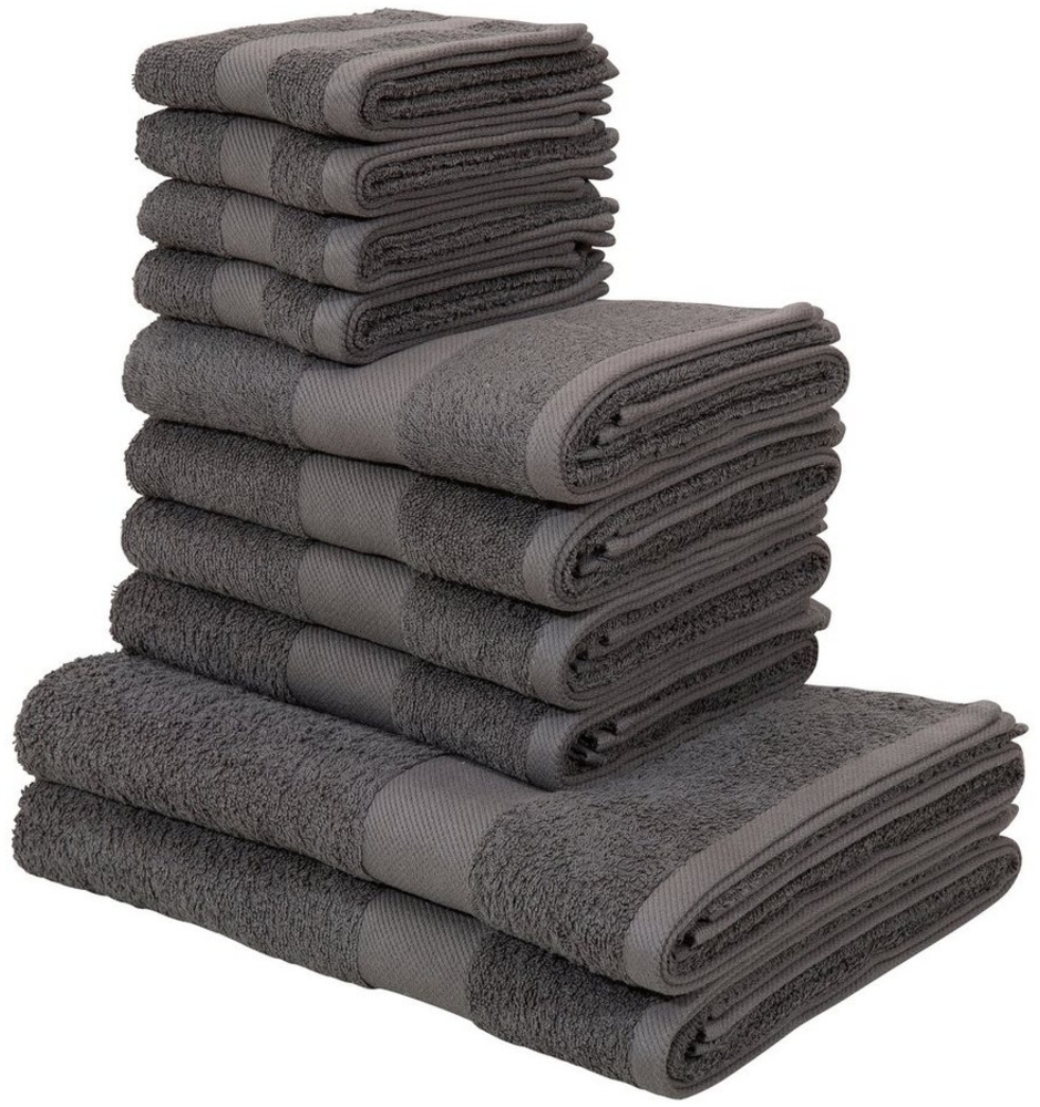 my home Handtuch Set Melli, 2 Duschtücher 70x140, 4 Handtücher 50x100, 4 Gästetücher 30x50, Walkfrottee (Set, 10-St), Handtuchset in dezenten Farben mit Bordüre, 100% Baumwoll-Handtücher Bild 1