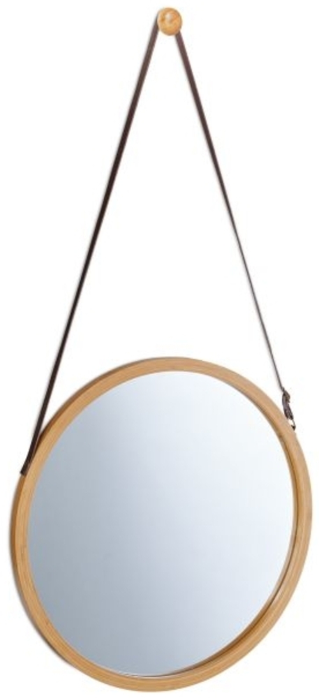 Hängespiegel rund mit Bambusrahmen Bild 1