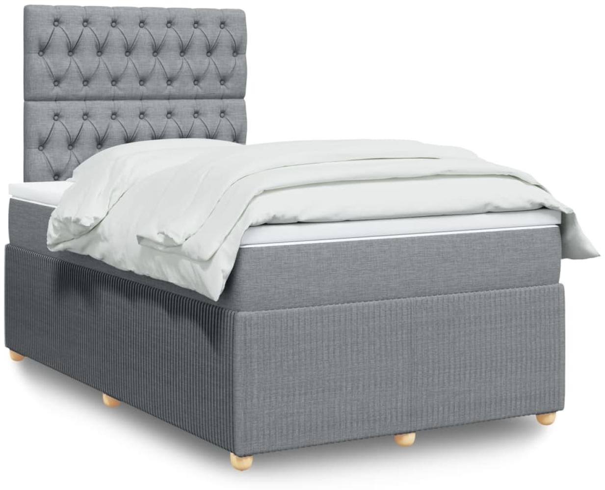 vidaXL Boxspringbett mit Matratze Hellgrau 120x190 cm Stoff 3294302 Bild 1