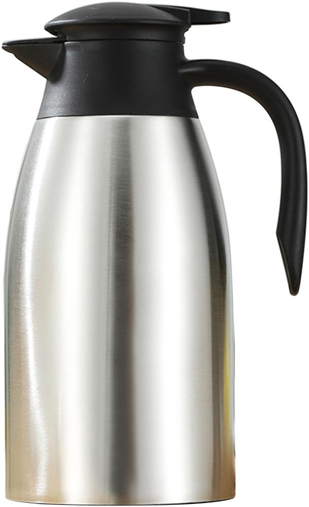 2L Edelstahl Thermoskanne Isolierkanne Thermosflasche Kaffeekanne Doppelwandig Silber Bild 1