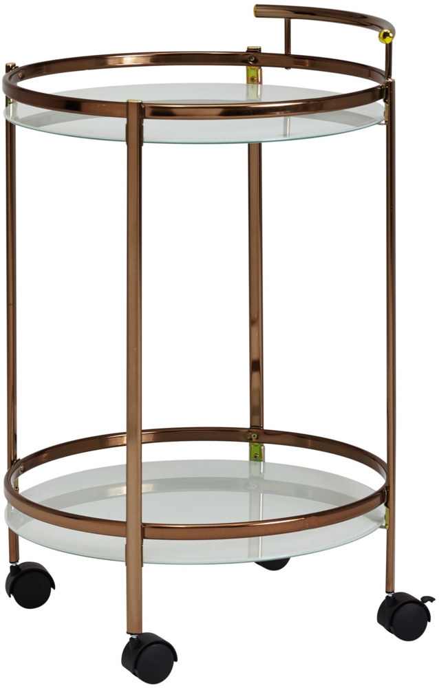 Kadima Design Servierwagen in Gold, Beistelltisch mit Retro-Charme und Sicherheitsglas. 50 x 50 x 80 cm Bild 1