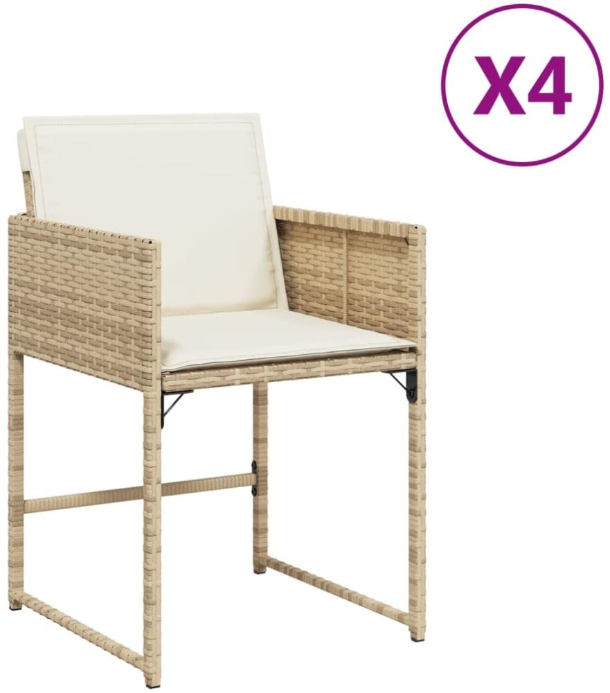 vidaXL Gartenstühle mit Kissen 4 Stk. Beige Poly Rattan 4007479 Bild 1