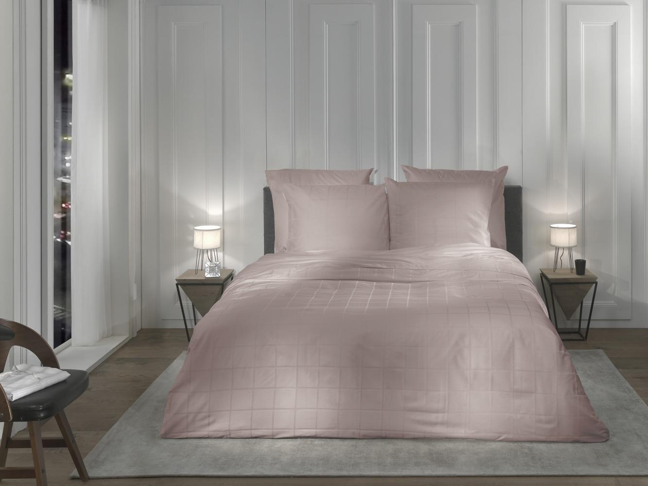 Heckett & Lane Mako-Satin Bettwäsche 135x200 Diamante Rose Tan rosa Wende Karo uni Bild 1