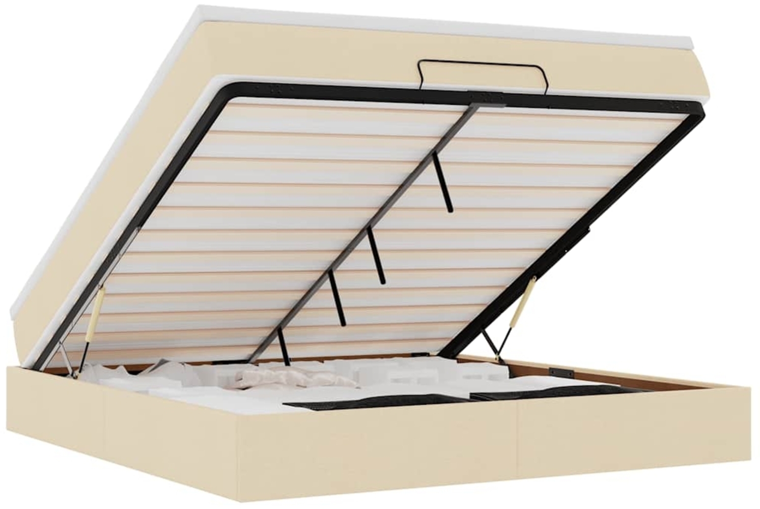 vidaXL Ottoman-Bett mit Matratze Creme 160x200 cm Stoff 3311125 Bild 1