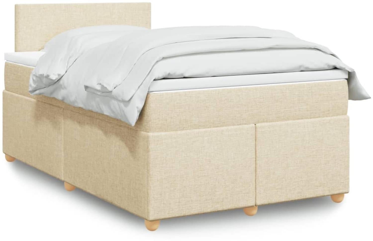 vidaXL Boxspringbett mit Matratze Creme 120x200 cm Stoff 3288945 Bild 1