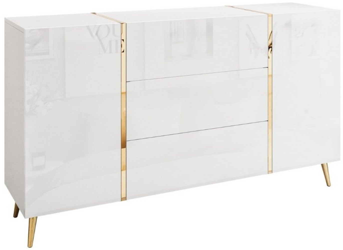 ALLHOUSE24 Kommode DIAMANT 158 cm Breite Hochglanz GOLD Sideboard Möbel BERLIN Bild 1