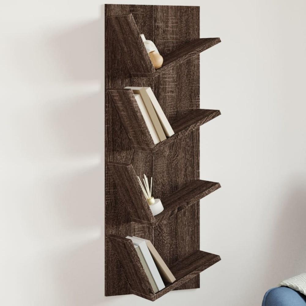 vidaXL Wand-Bücherregal mit 4 Fächern Braun Eichen-Optik 33x16x90 cm 840722 Bild 1