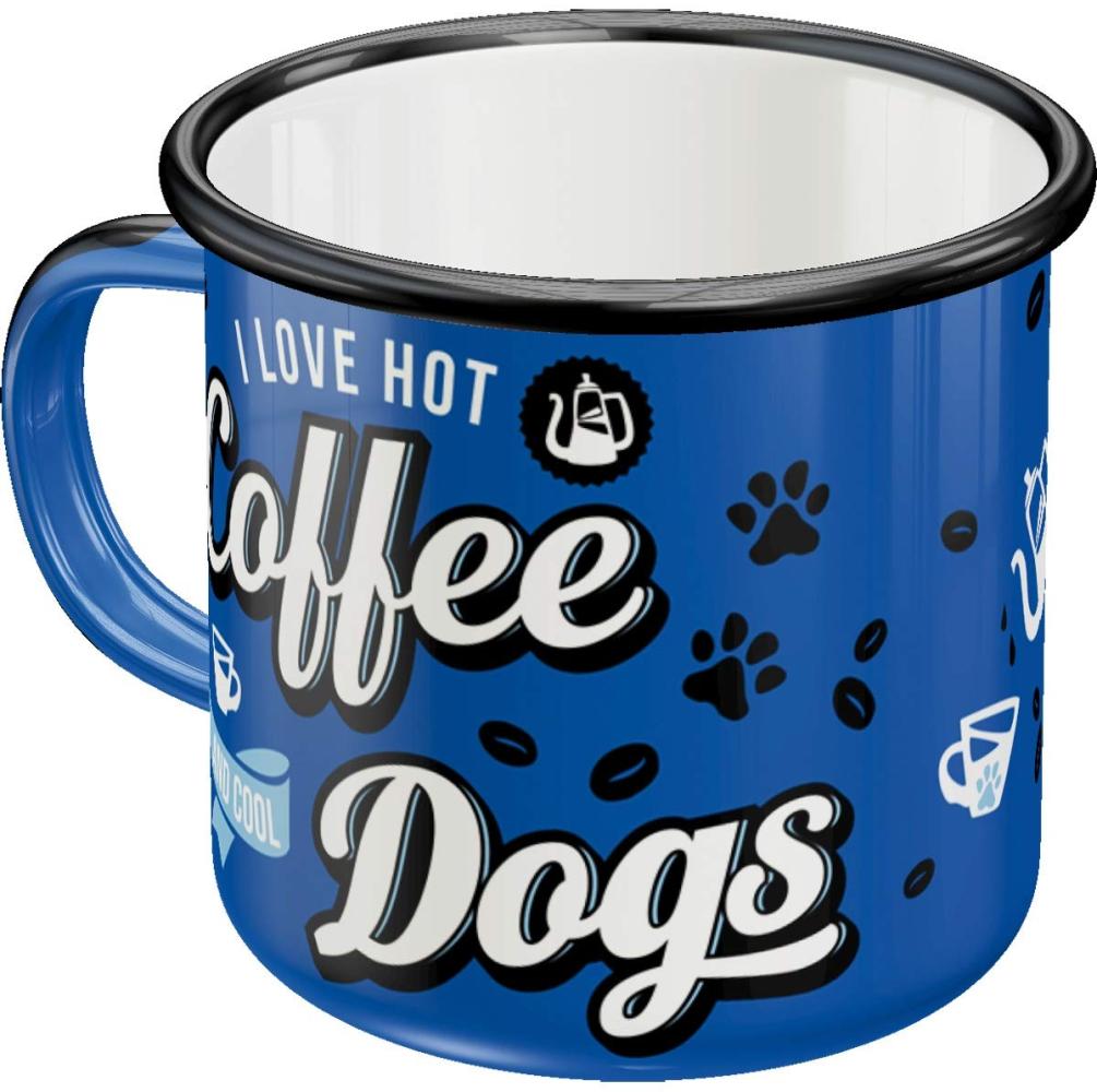 Nostalgic-Art Tasse Emaille-Becher - Pfotenschild - Hot Coffee und Cool Dogs Bild 1