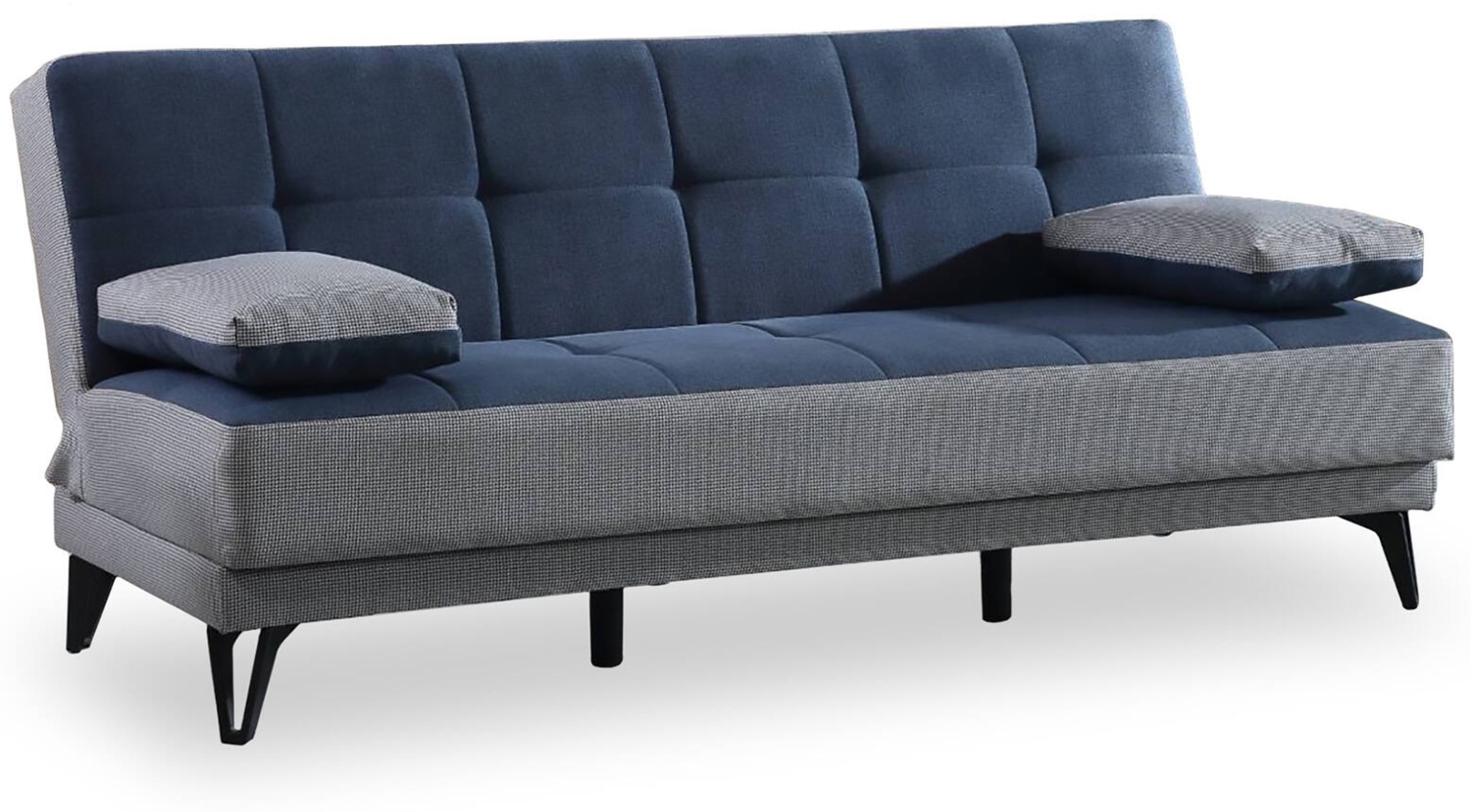 Dmora 3-Sitzer Schlafsofa Aborigeni, gepolstertes Stoffsofa, Wohnzimmersofa mit Klick-Klack-Öffnung, 190 x 87 x 97 cm, Grau und Blau Bild 1