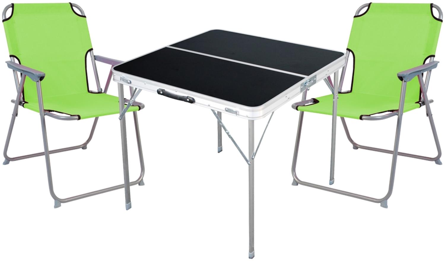 3-teiliges Campingmöbel Set Alu L80xB80xH70cm Lime Bild 1