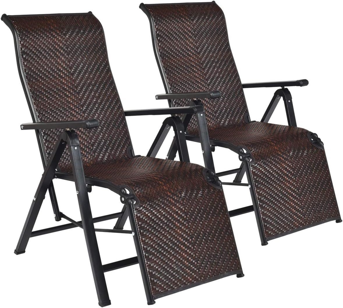 KOMFOTTEU Rattanstuhl Freizeitstuhl (2 St), Klappsessel aus PE-Rattan,verstellbarer Rückenlehne Bild 1