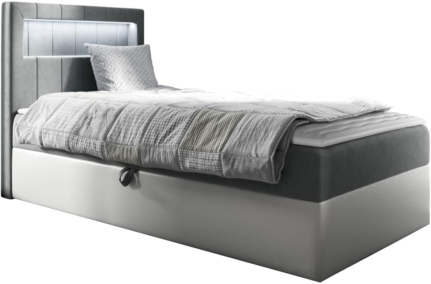 Boxspringbett 'Gladino Junior 1' grau 90 x 200 cm Links Bild 1