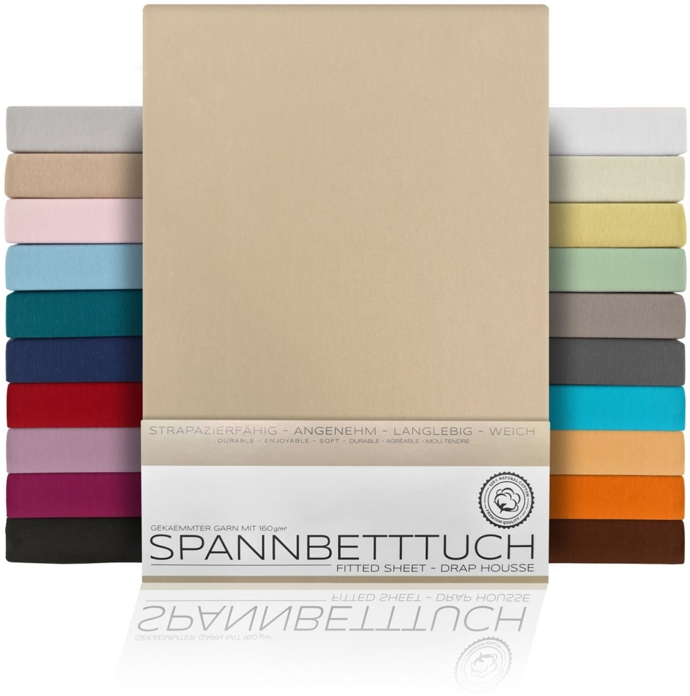 Beautex Spannbettlaken Spannbetttuch Bettlaken aus gekämmter Baumwolle Premium Jersey 160g/m², Jersey, Gummizug: rundum, (1 Stück) Bild 1