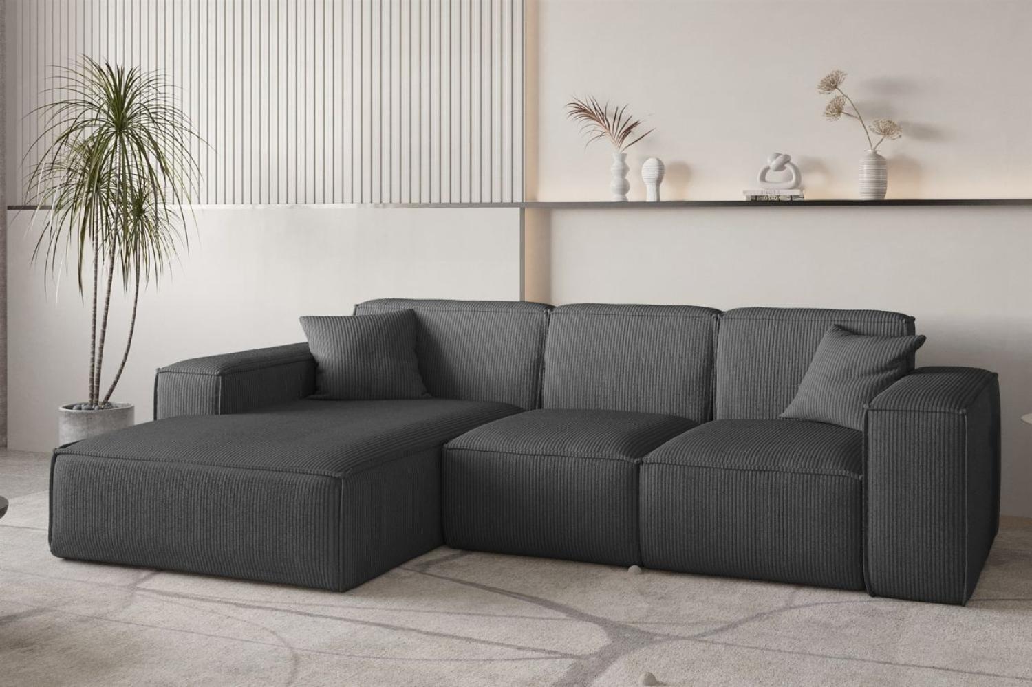 Ecksofa Designersofa CELES PREMIUM in Stoff Scala Anthrazit Ottomane Links Bild 1