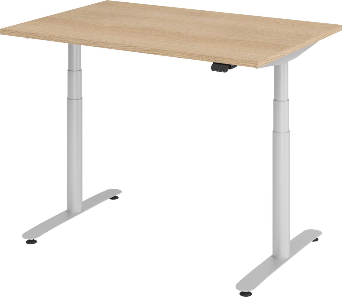 bümö® smarter Schreibtisch Serie-XDLR elektrisch höhenverstellbar mit App-Steuerung 120 x 80 cm in Eiche / Silber Bild 1