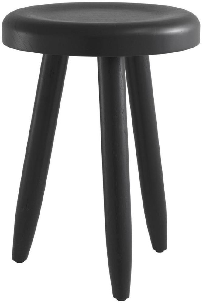 Casa Padrino Luxus Sitzhocker Schwarz Ø 31 x H. 45 cm - Massivholz Hocker - Runder Mindi Holz Sitzhocker - Luxus Möbel Bild 1