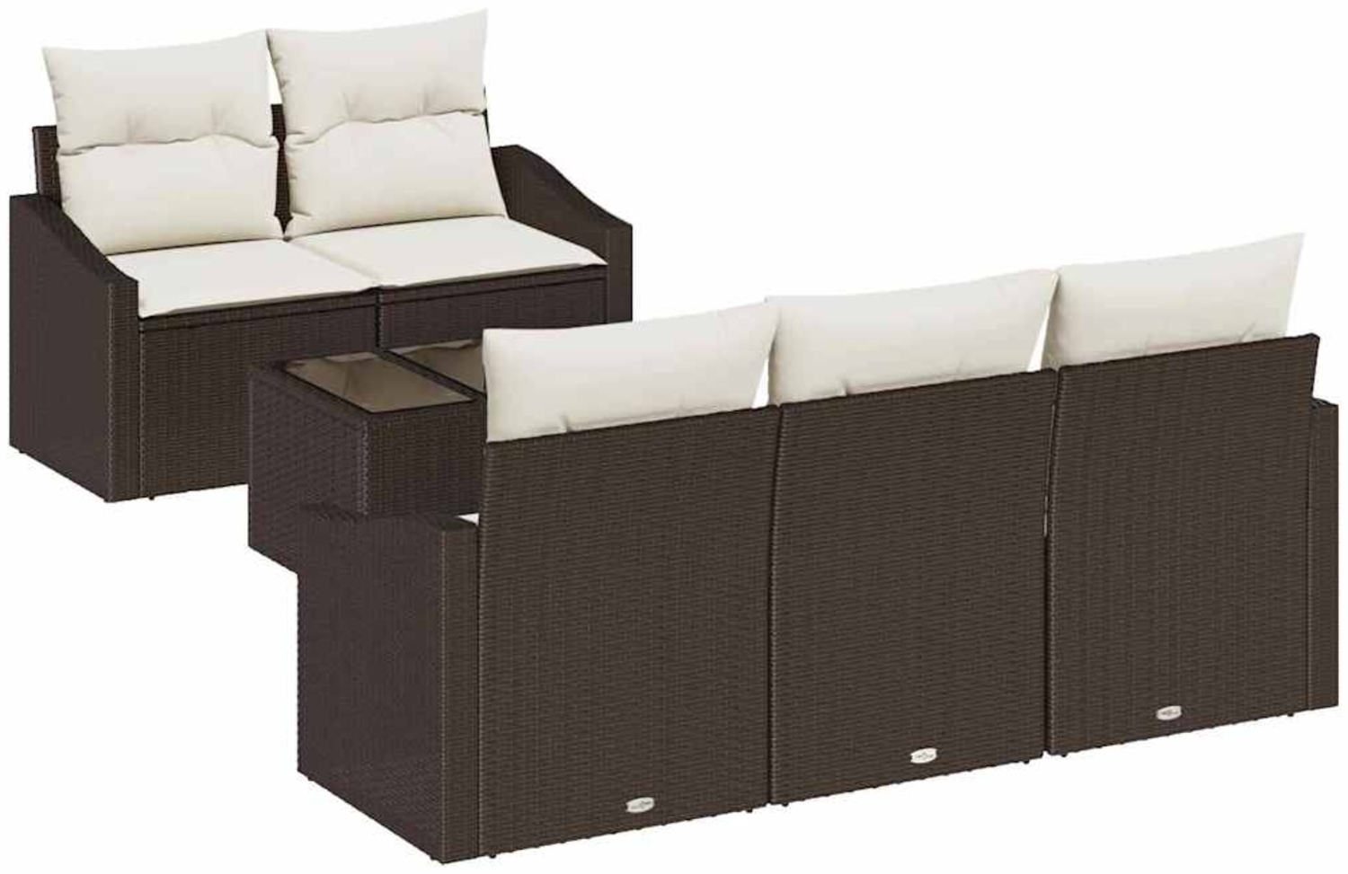 vidaXL Sofa Set mit Kissen 6 pcs Braun und Creme Poly-Rattan 3346598 Bild 1