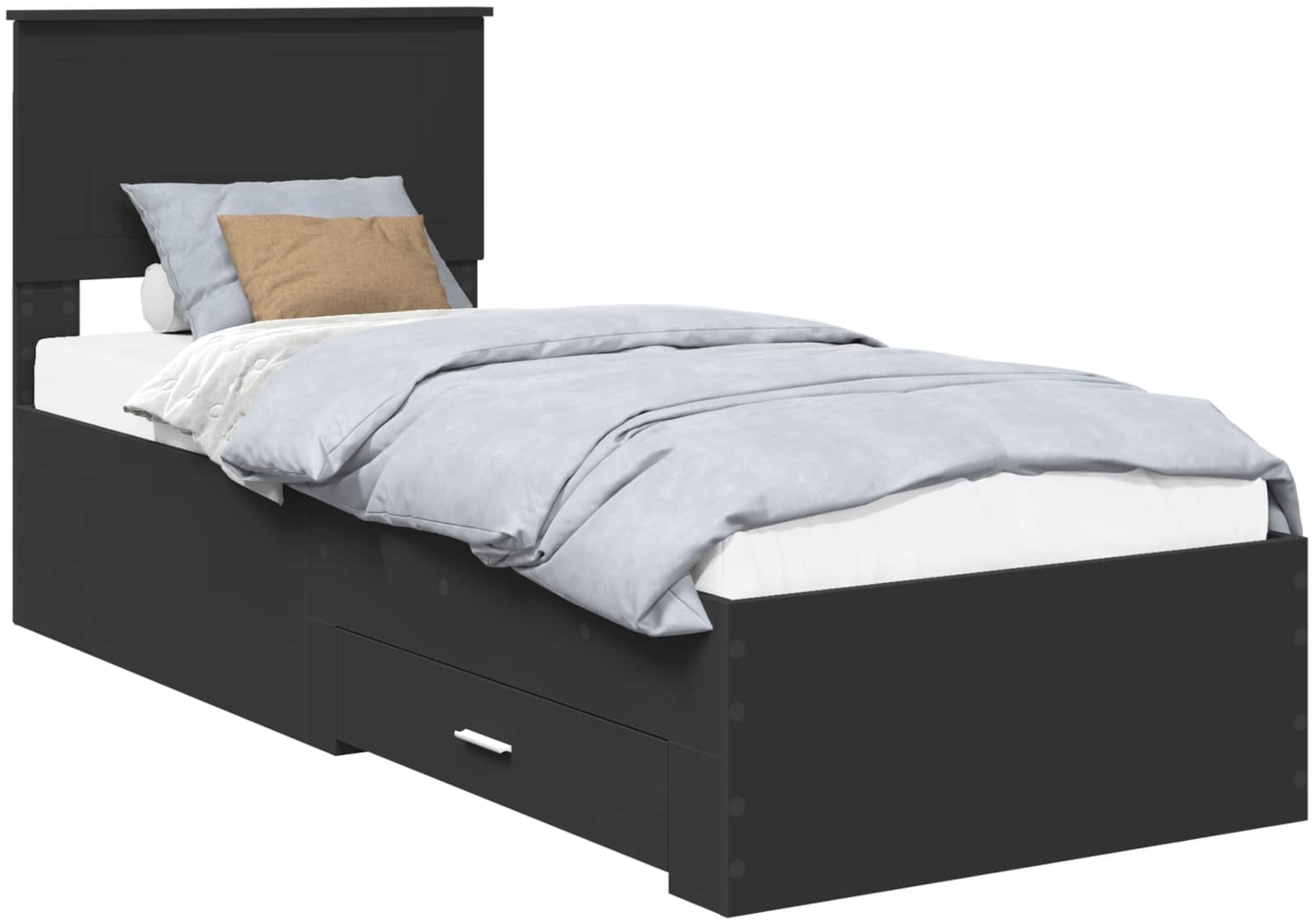 vidaXL Bettrahmen Schwarz und Silber 75x190 cm Holzwerkstoff 3410959 Bild 1