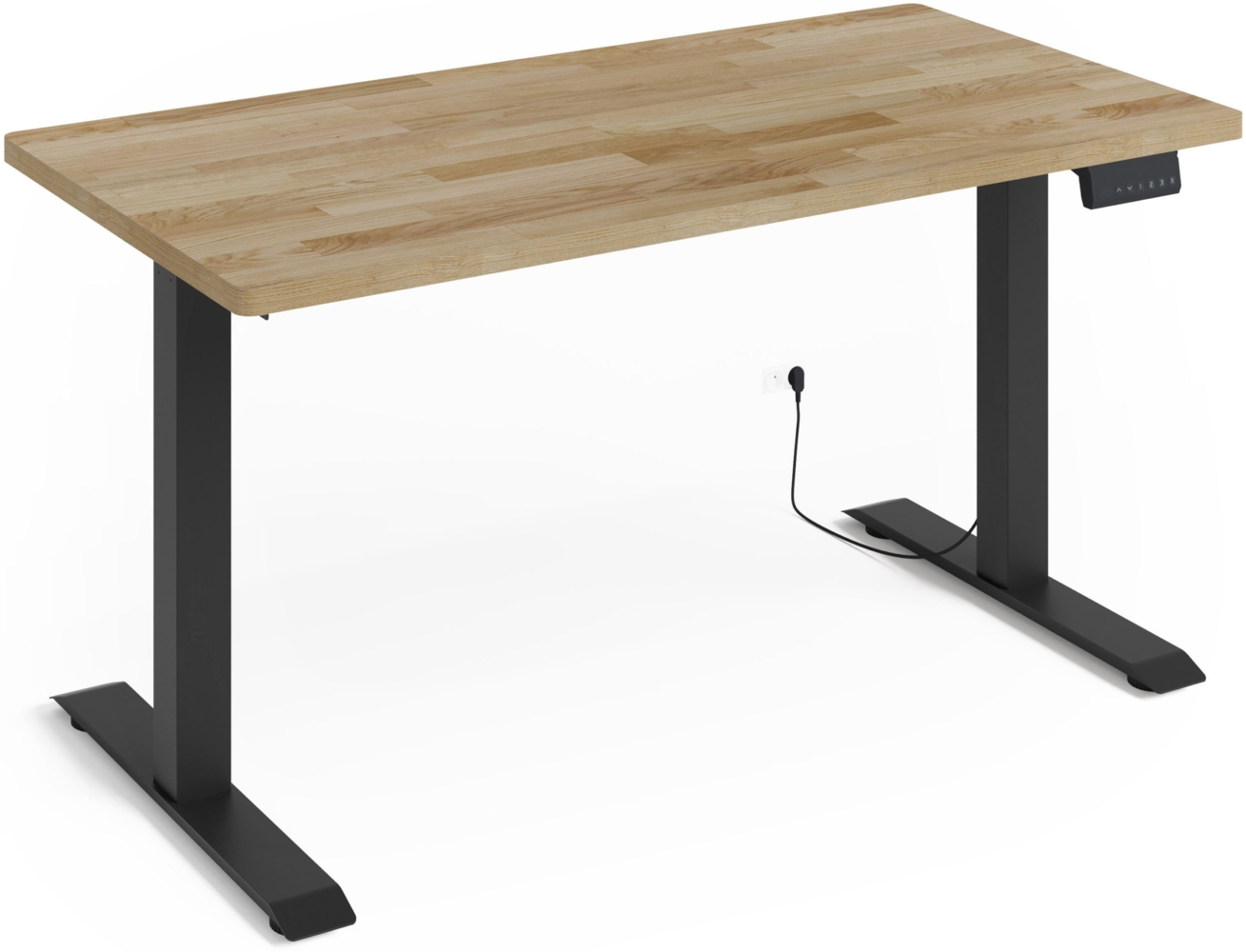 Höhenverstellbarer Schreibtisch BIM Natural Desk Eichenfurnier 140x70x3 schwarz/Eiche Bild 1