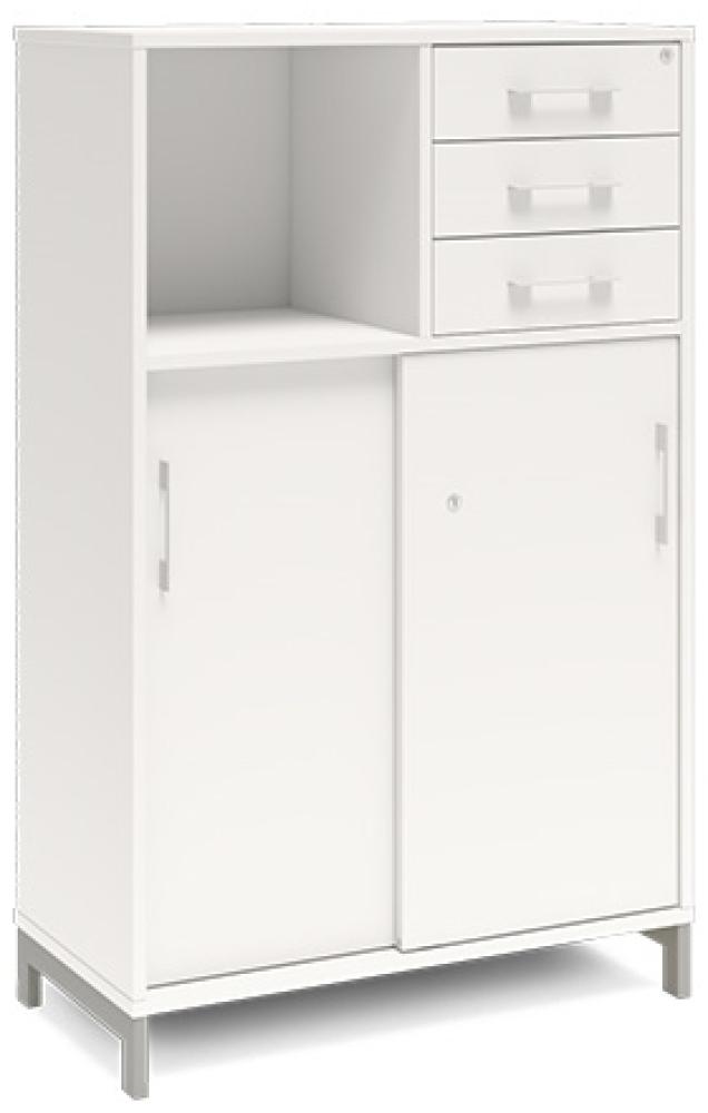 Büroschrank DNA 800x1275 mm Weiß/Schwarz Schiebetür- und Schubladenmodul 3A4/2A4 Bild 1