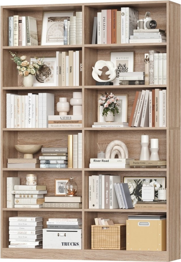 Homfa Bücherregal 188,7cm Standregal Büroregal Raumteiler, mit 12 Fächern, Holz, 120x30x188,7cm Bild 1