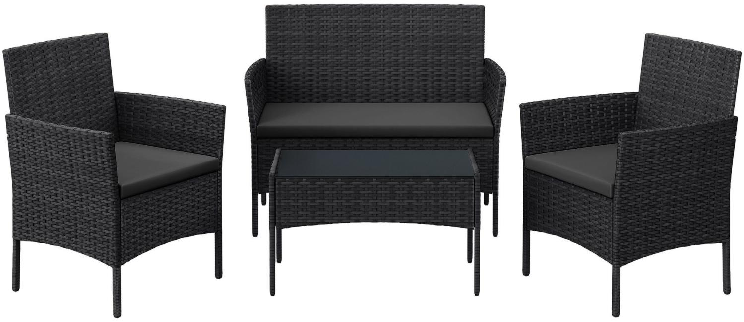 Balkonmöbel, Gartenmöbel-Set, aus PE-Polyrattan, Lounge-Set, Terrassenmöbel, Outdoor, für Terrasse, Balkon, Garten, schwarz-grau Bild 1