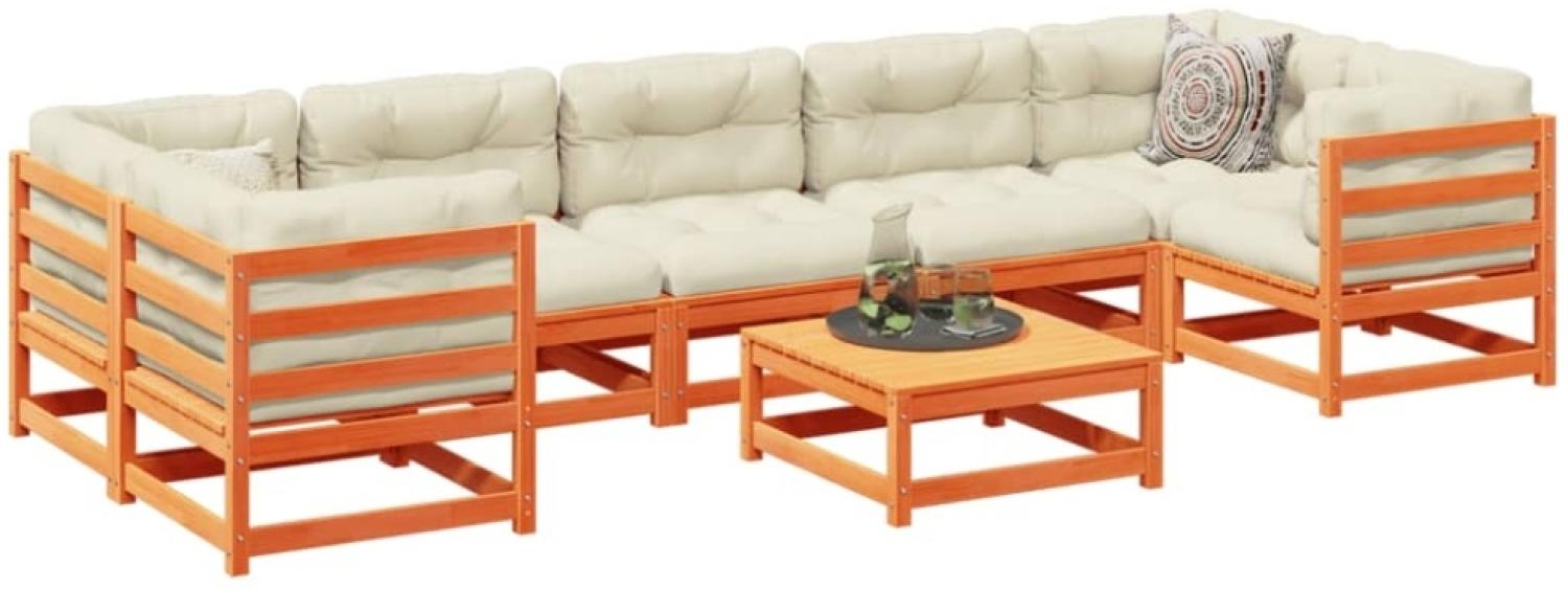 vidaXL 8-tlg. Garten-Sofagarnitur mit Kissen Wachsbraun Kiefernholz 3299336 Bild 1