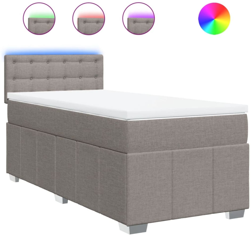 vidaXL Boxspringbett mit Matratze Taupe 80x200 cm Stoff 3289213 Bild 1