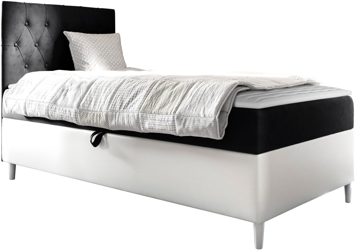 Boxspringbett 'Lenda Junior 1', schwarz, 80 x 200 cm, Links Bild 1