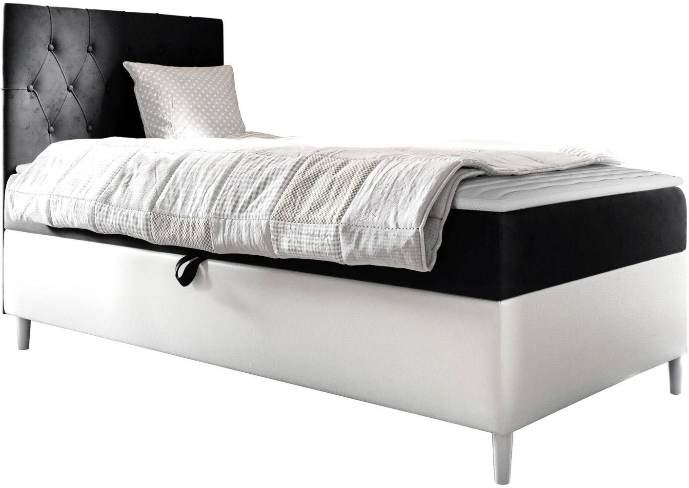 Boxspringbett 'Lenda Junior 1', schwarz, 80x200 cm, Links Bild 1