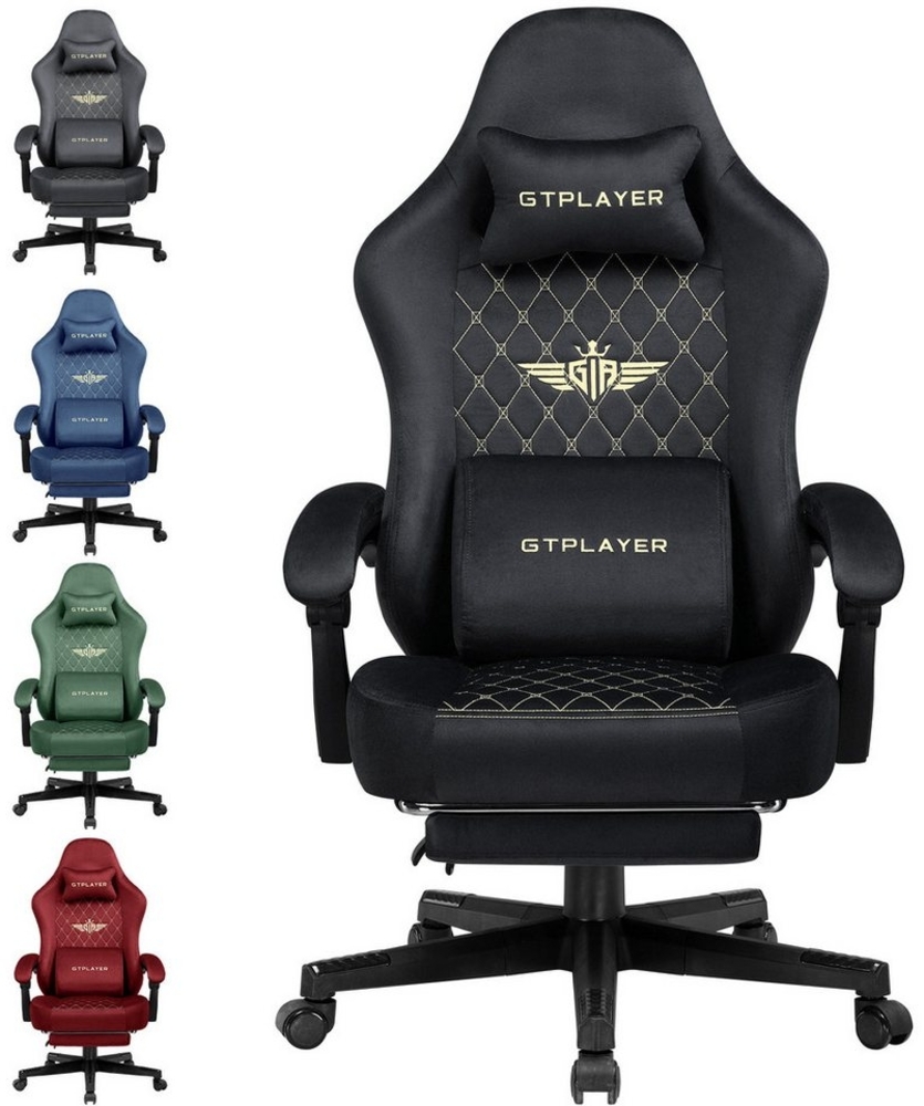 GTPLAYER Gaming-Stuhl Stoff Gaming Chair Ergonomisch Bürostuh PC Stuhl, 150kg Belastbarkeit, Schreibtischstuh mit Federsitzkissen und Fußstütze Bild 1