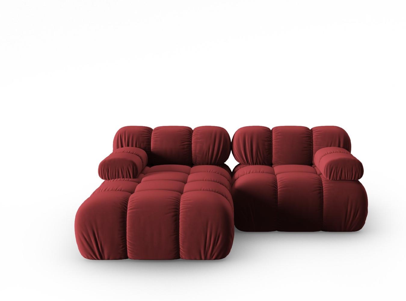 Micadoni Modulares Ecksofa Bellis 3-Sitzer Links Samtstoff Dunkelrot Bild 1