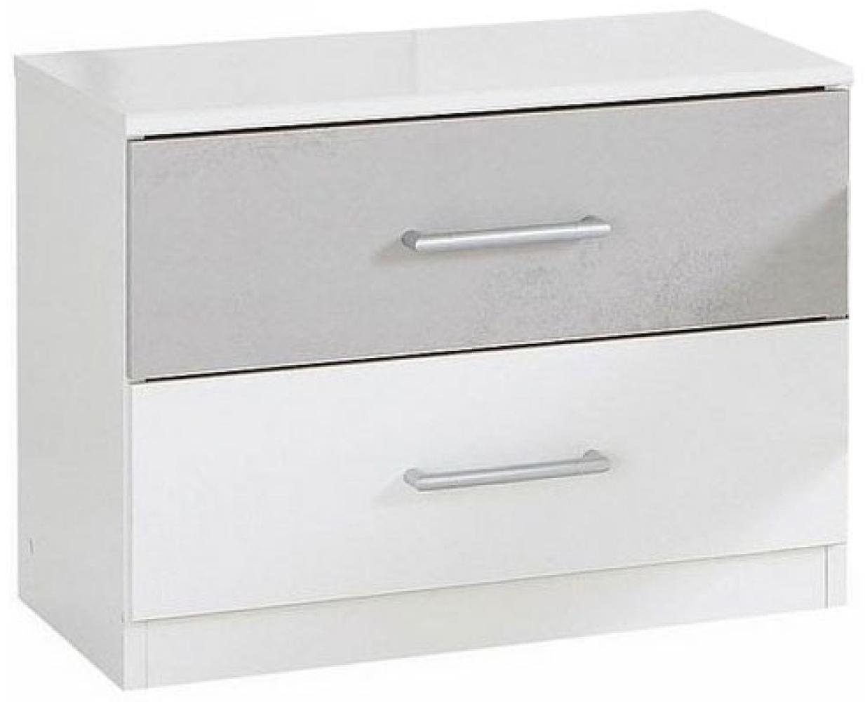 2er Set Nachtkonsole Angie Nachtschrank 52x38x40cm weiß beton lichtgrau Bild 1