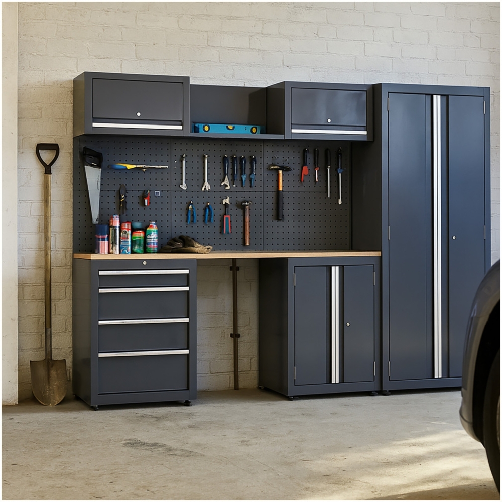 HTI-Living Werkzeugschrank Werkstattwand Havel Grau (Stück, 1-St, 1 Werkstattwand inkl. Zubehör) Werkzeugwand Schranksystem Lochwand Bild 1