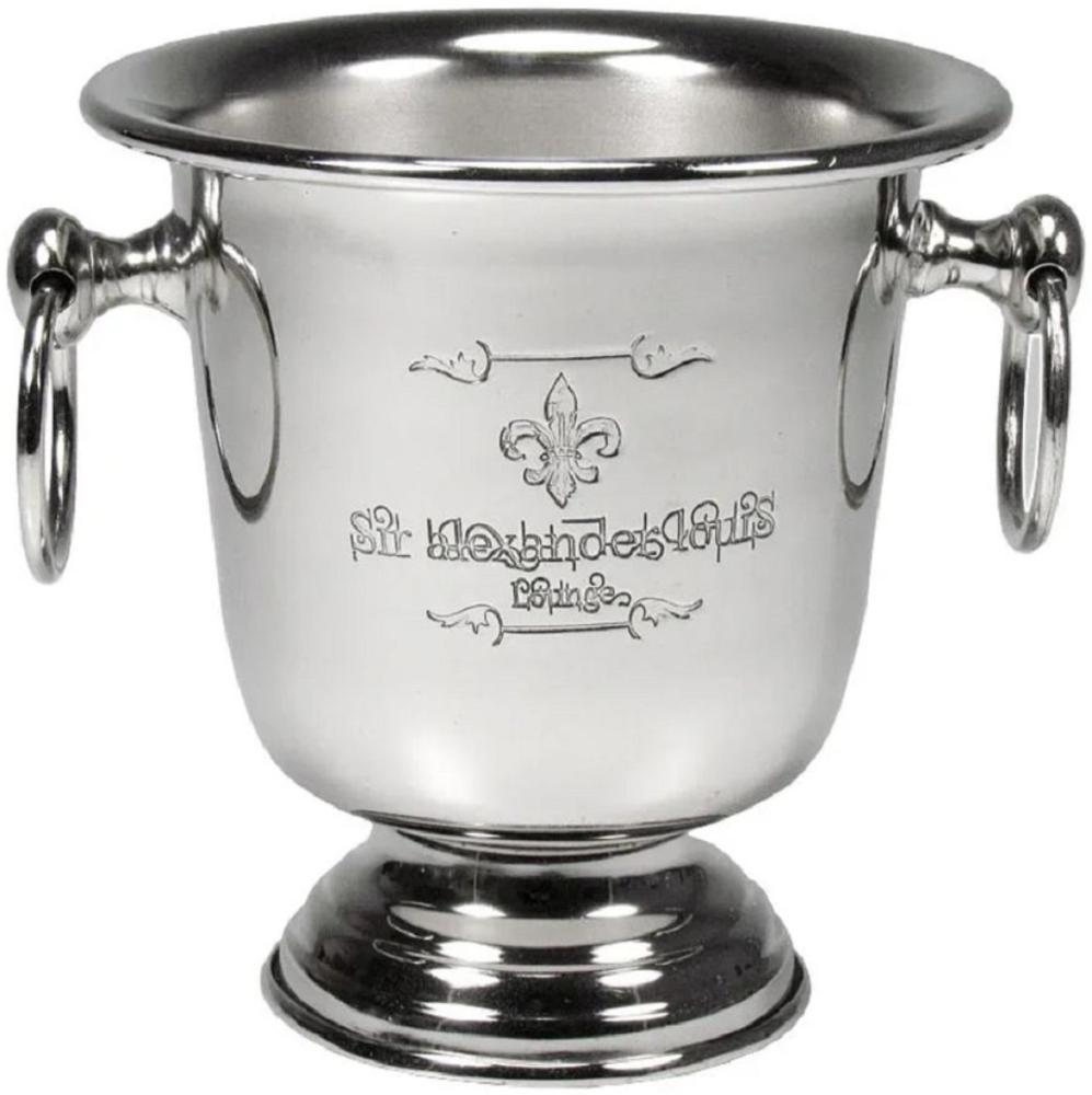 Casa Padrino Champagnerkühler Silber Ø 14,5 x H. 17 cm - Runder Weinkühler mit Tragegriffen - Hotel Accessoires - Restaurant Accessoires - Gastronomie Accessoires Bild 1