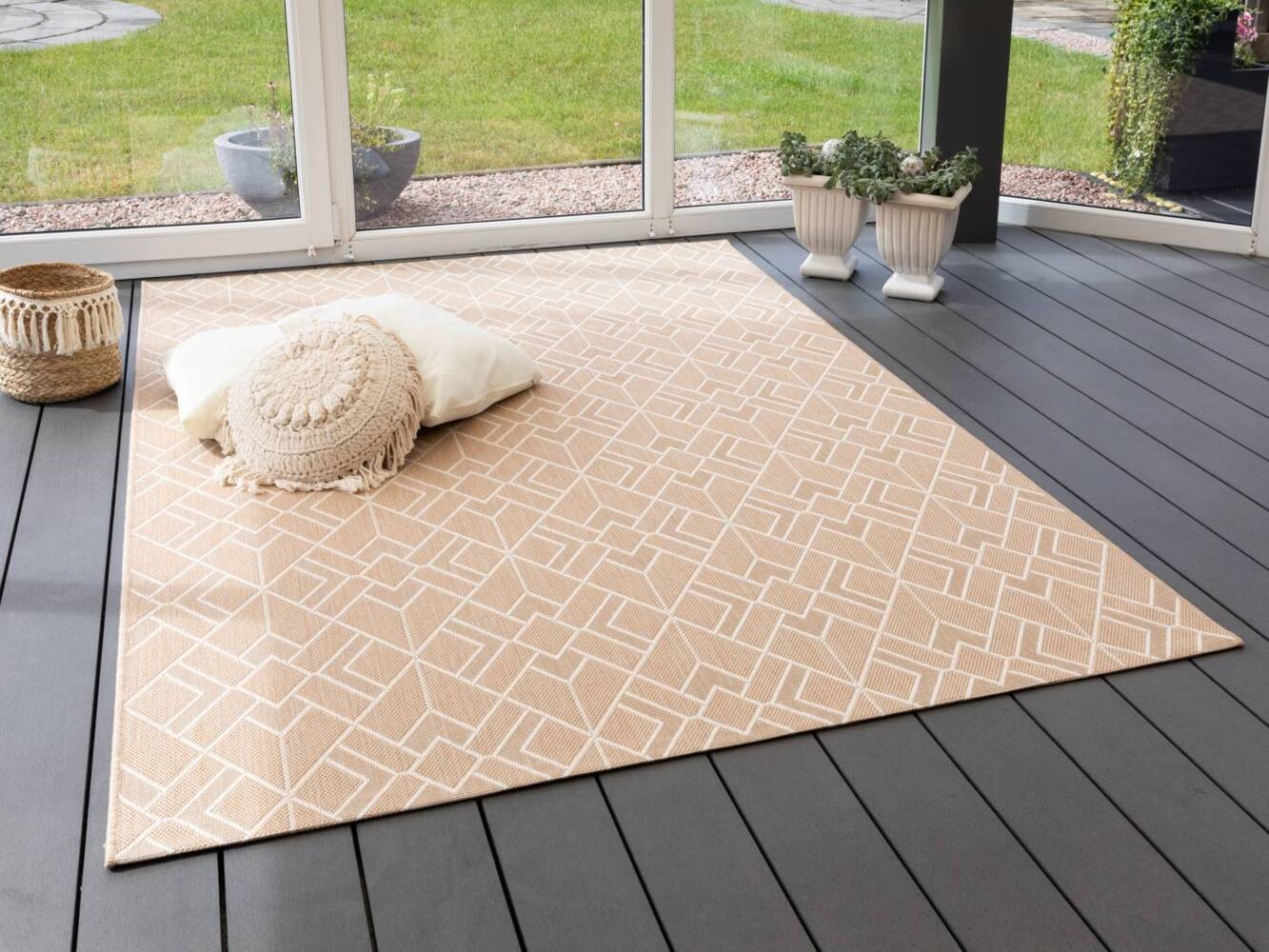 In- und Outdoor Teppich Bergen Raute, Farbe: Raute Beige, Größe: 280x380 cm Bild 1