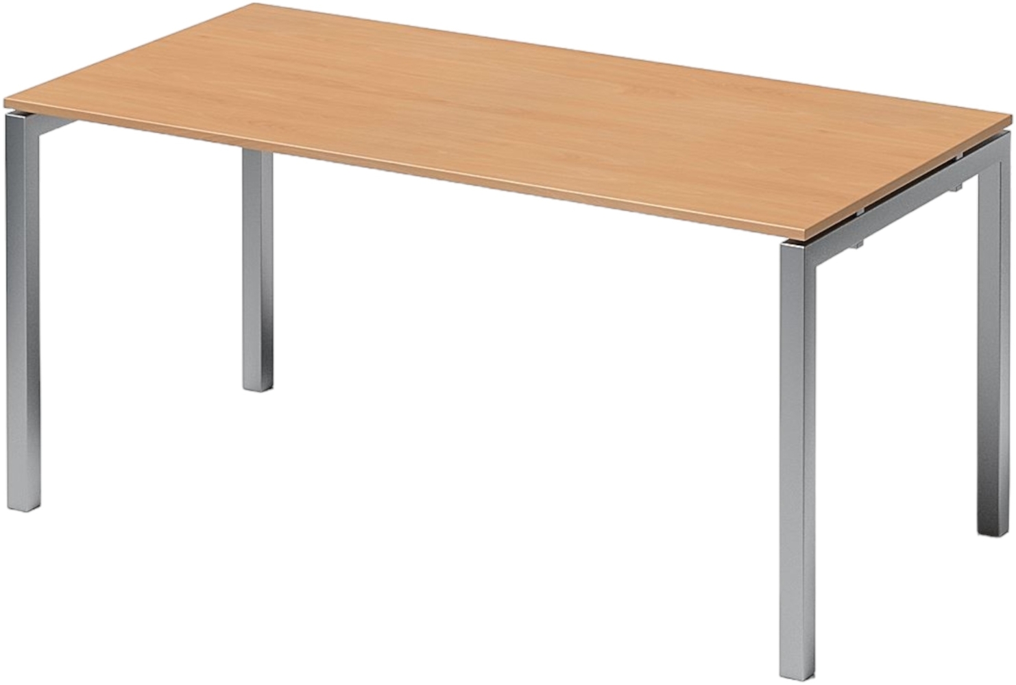 Bisley Cito höhenverstellbarer Schreibtisch 160x80 cm, Tischplatte in Buche, Gestell in Silber - PC Tisch für's Büro manuell höhenverstellbar, Computertisch verstellbar, DUH1608-BC-355 Bild 1