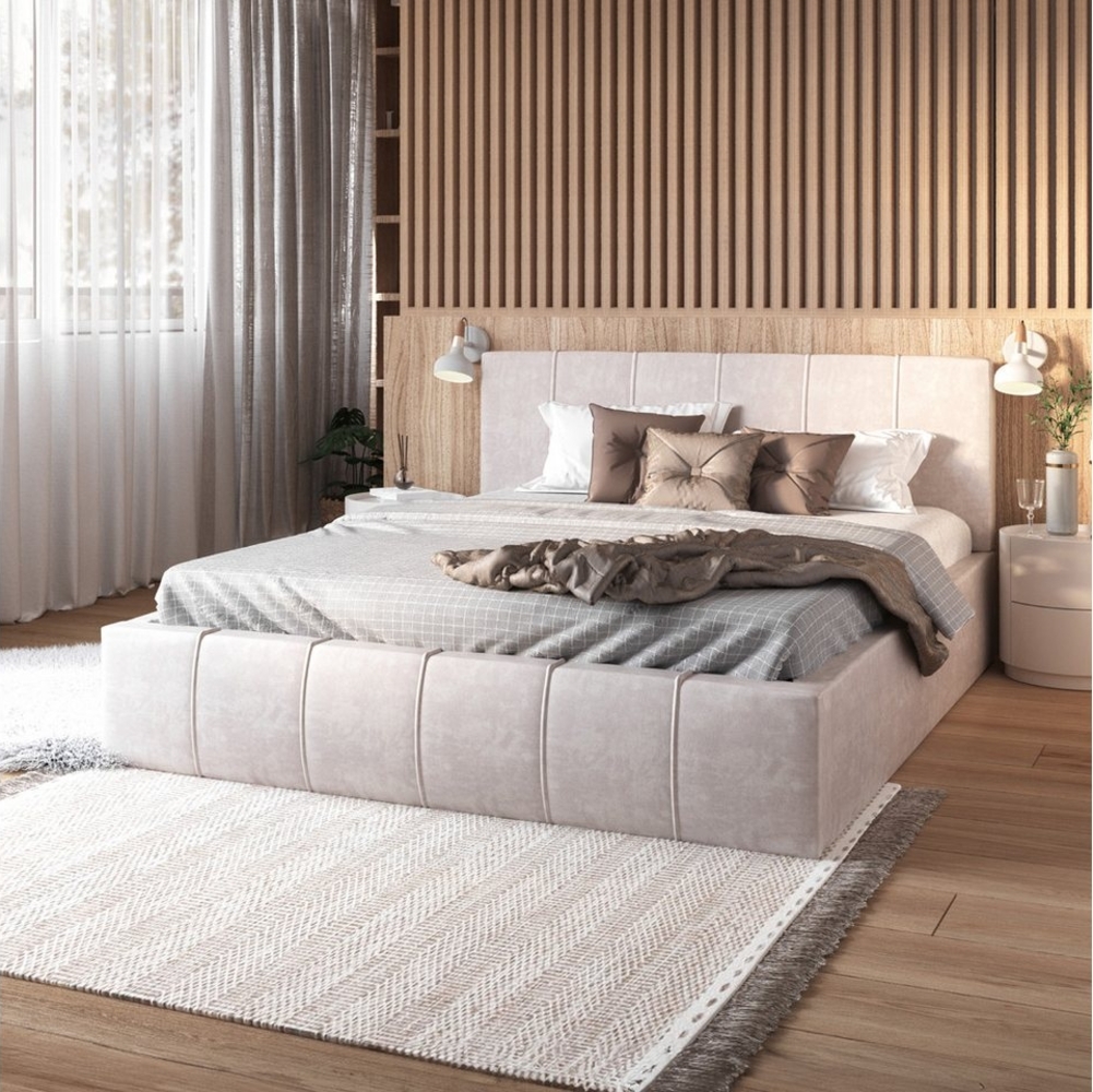 FDM Polsterbett FLORIDA Bettgestell 90x200, 120x200, 140x200, 160x200, 180x200cm (Polsterbett modern mit Bettkasten MADE IN EU - mit hochwertigem Velours Bezug, verfügbar 90x200 120x200 140x200 160x200 180x200cm, Bettrahmen, Bett, mit großen gepolstert... Bild 1