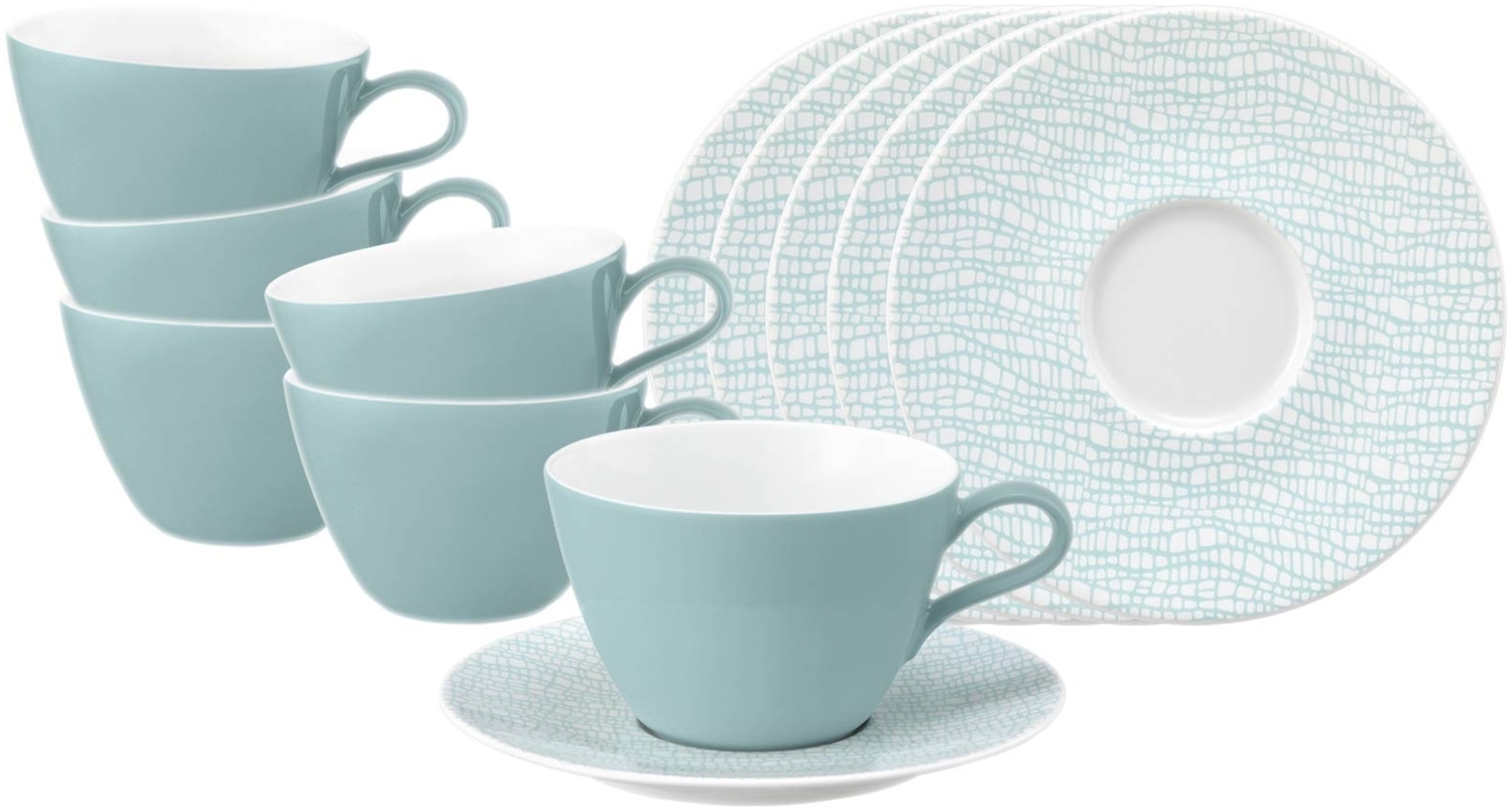 Seltmann Weiden Life Fashion Milchkaffeetasse mit Untertasse 370 ml 6er Set - Green Chic Bild 1